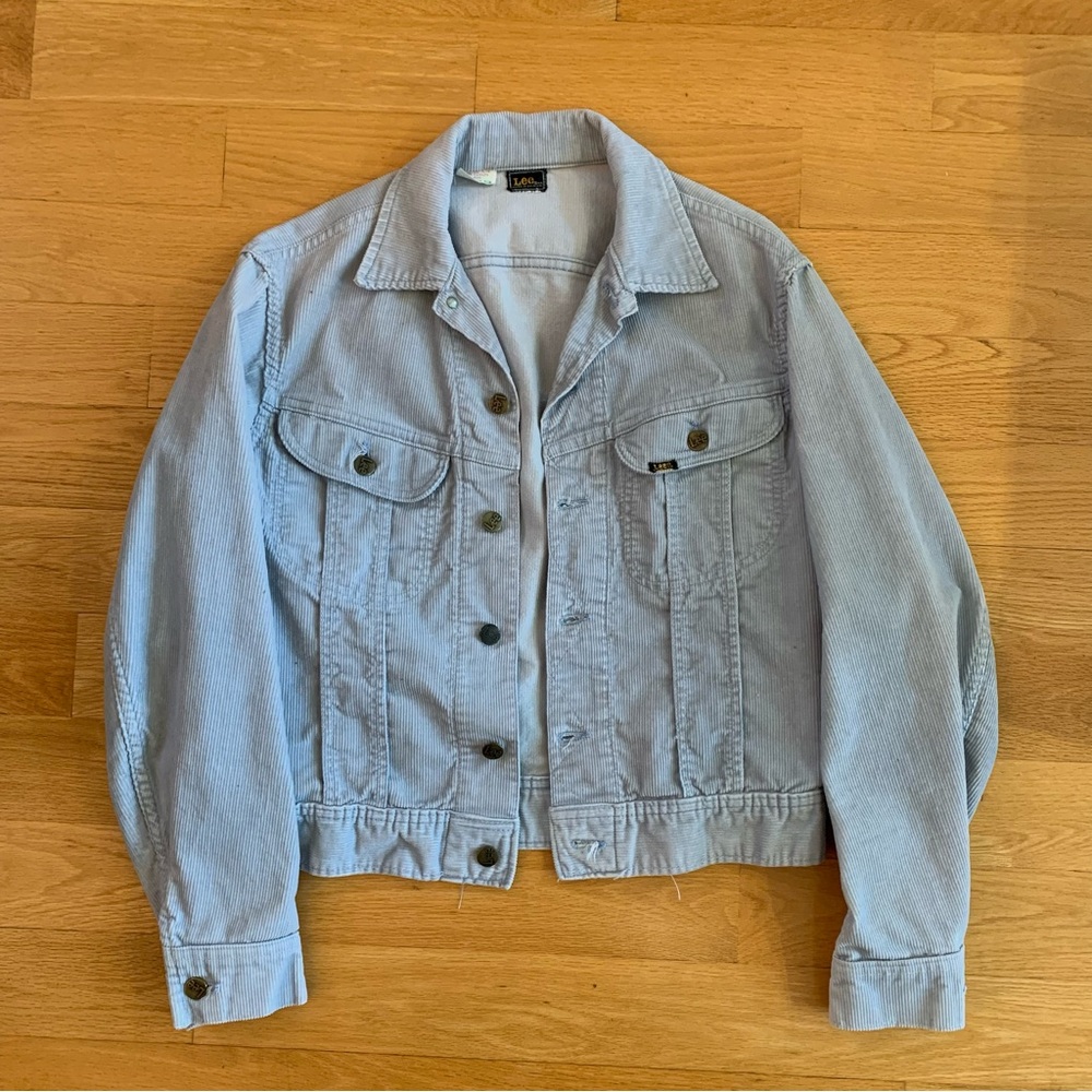 1970s Vintage Lee Women's Baby Blue Corduroy Denim Jacket